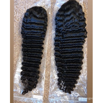 Sunlight mink brazilian  vendor jewish wig Indian temple hair processed virgin human hair deep wave 13x6 lace front wig
